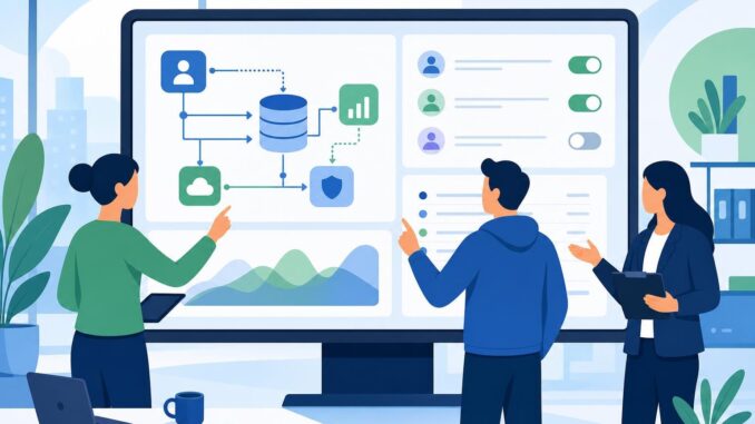 Illustration of a product team designing consent flows and transparency dashboards